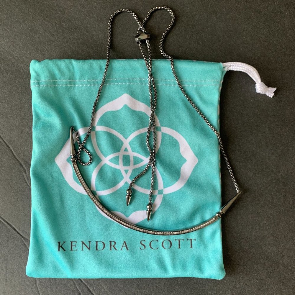 Kendra Scott 'Scottie' Adjustable Pendant Necklace Hematite Metal White …